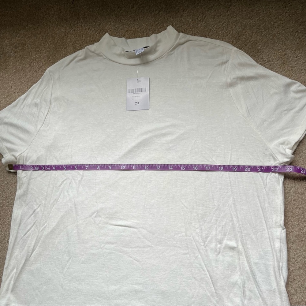 Forever 21 Plus Mock Neck Knit Crop Top — Ivory 2XL - Picture 6 of 7